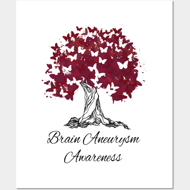 Brain Aneurysm Awareness Butterfly Support Wall Art by MerchAndrey